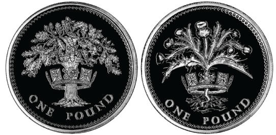 1ポンドの硬貨デザインと新硬貨デザイン Bird Yard